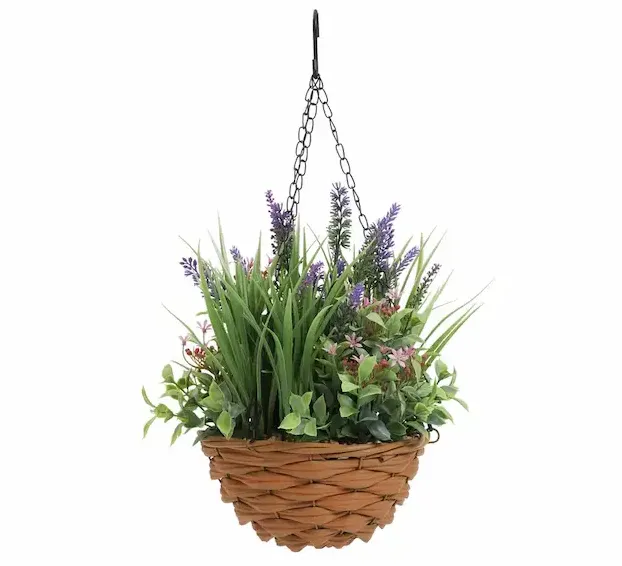 Artificial Hanging Wicker Basket