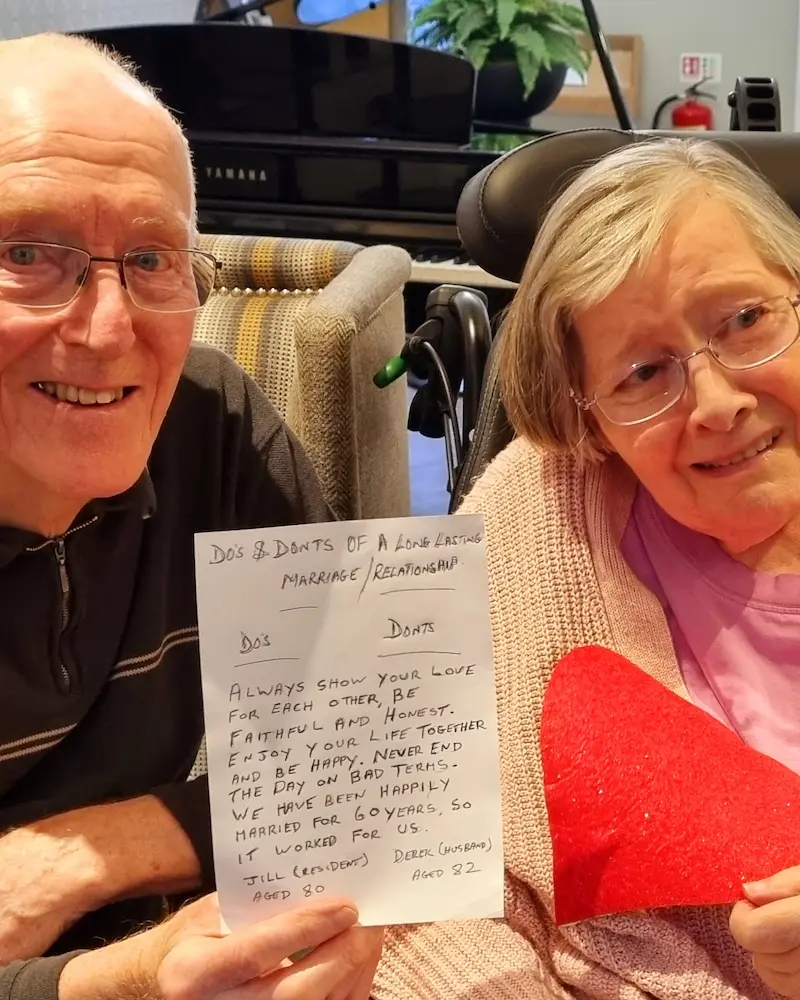 Care home residents Derek (82) & Jill (80)