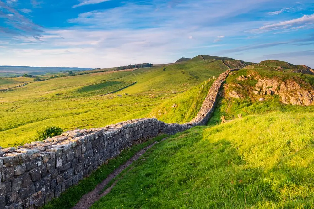 Hadrian's Wall stretching across the north of England