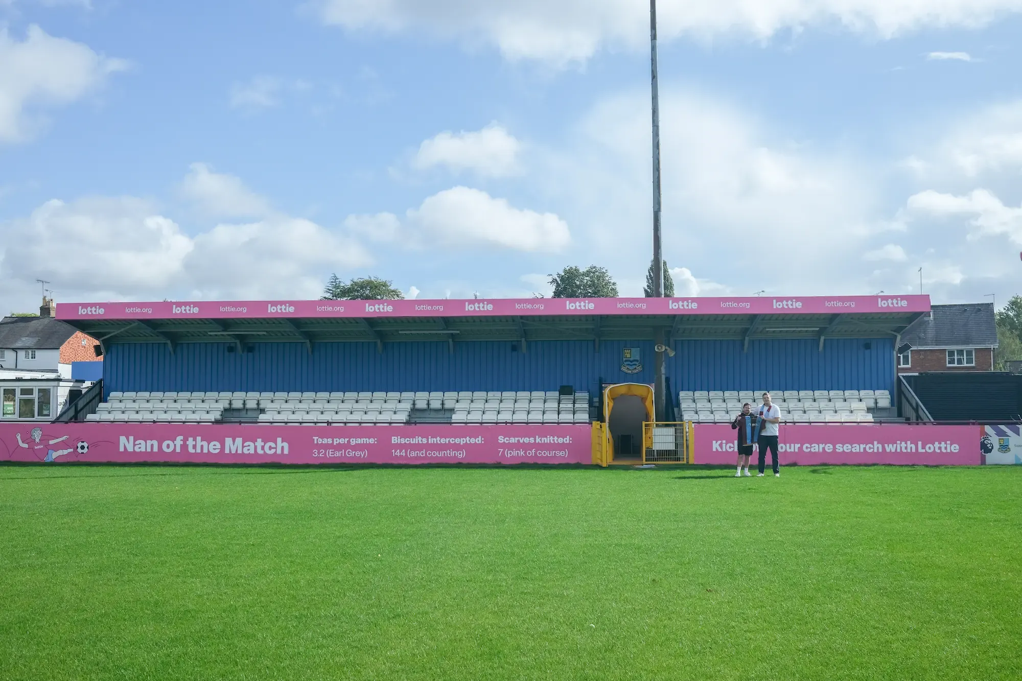 Lottie sponsored stand at Farnham Town FC's Memorial Ground