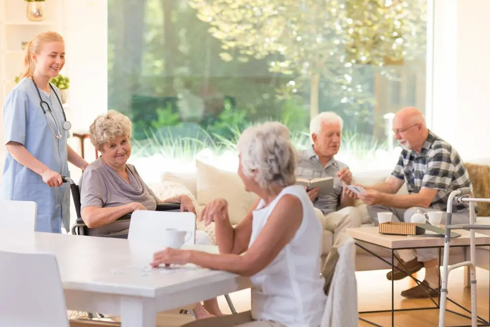Older adults in a memory care facility