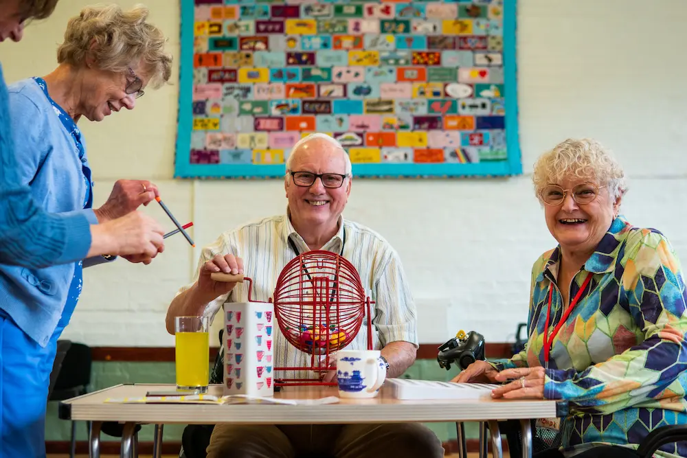 Older adults playing bingo