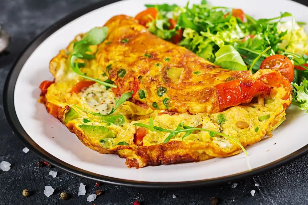Omelette and salad