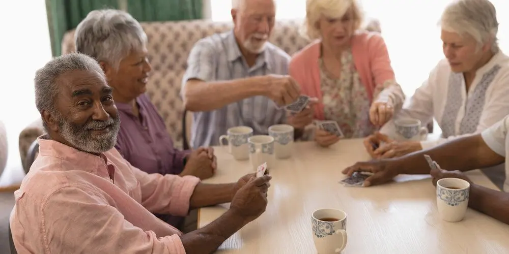 Residents playing card games
