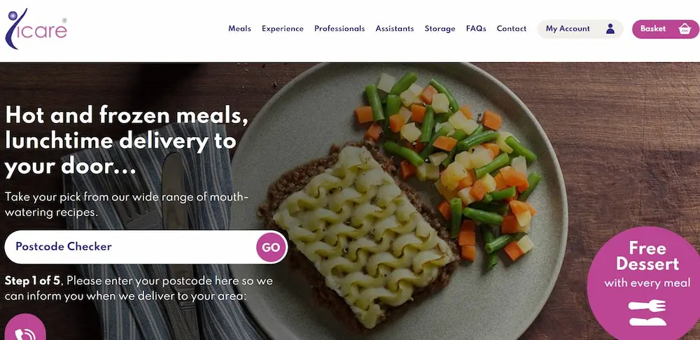 The iCare Cuisine website