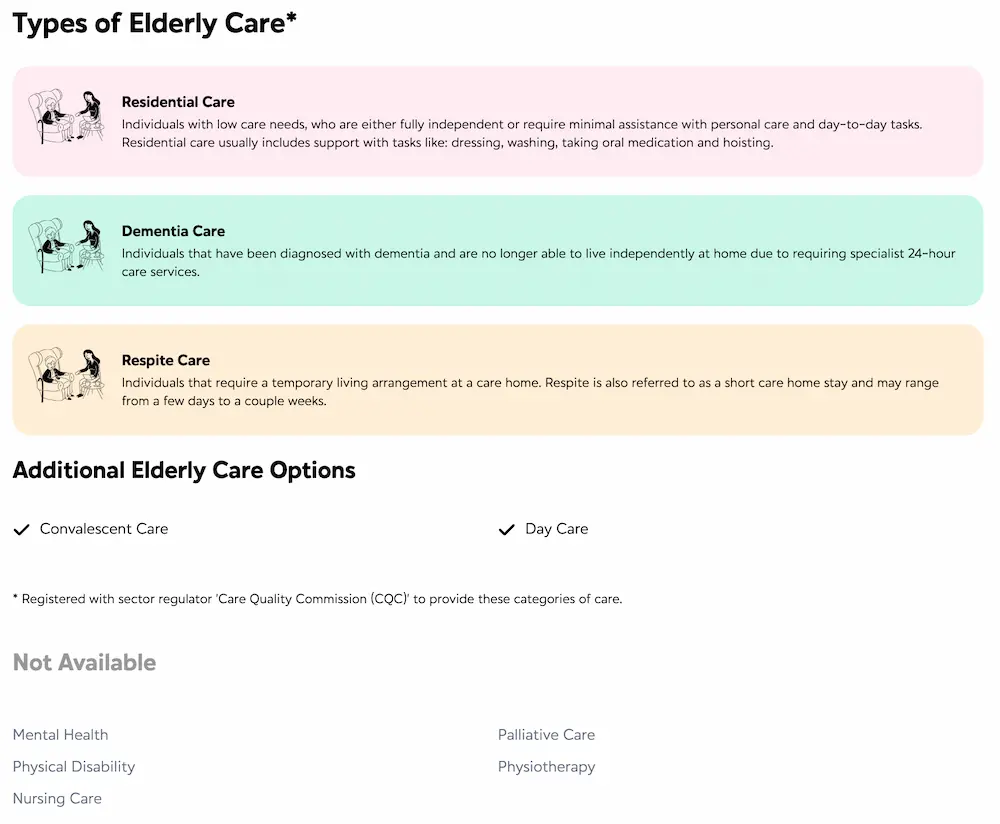 Types of elderly care at a Lottie care home