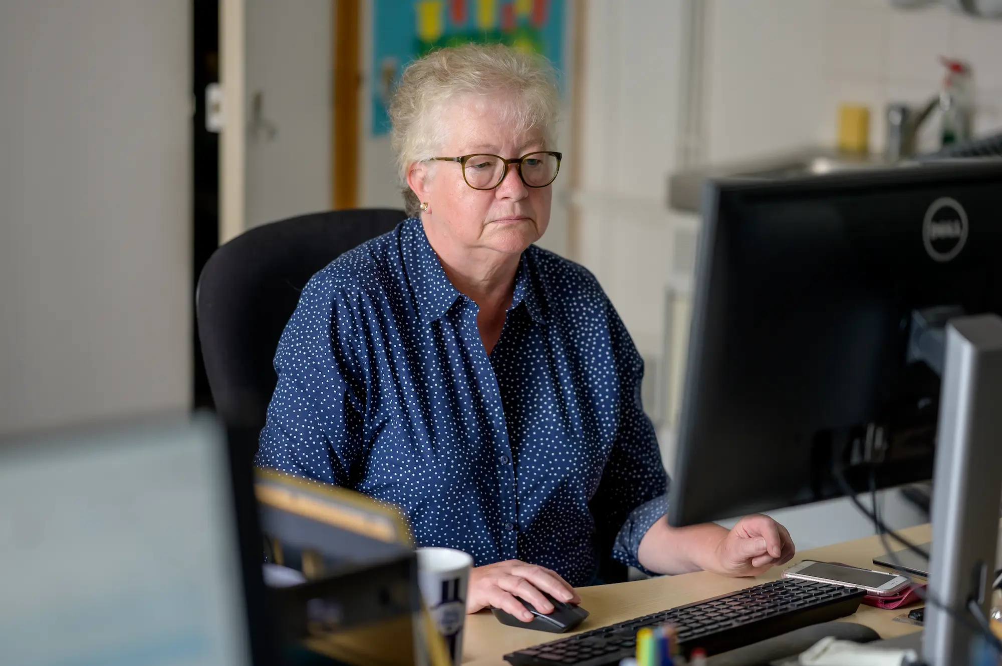 Woman at work on a computer